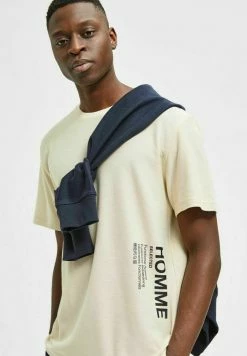 Meilleure affaire ⭐ Selected Homme T-shirt Imprimé - Oatmeal 🎁 -Selected Homme Soldes Boutique 069f1781d56e483899dc9ec4ae84bff9