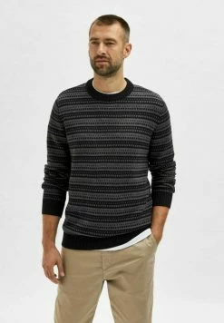 Budget ✨ Selected Homme SLHALFIE CREW CAMP - Pullover - Phantom 🔔