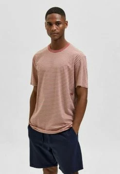 Meilleure vente 👏 Selected Homme T-shirt Imprimé - Light Brown 🌟