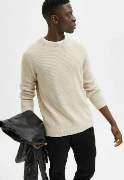 De gros 😉 Selected Homme STRUKTURIERT - Pullover - Egret 👏 -Selected Homme Soldes Boutique 10ac0317741f4edcb8438088879c46b7