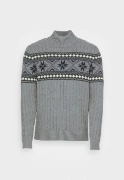 Promo ✔️ Selected Homme SLHFLAKE CABLE HIGH NECK - Pullover - Medium Grey Melange ❤️ -Selected Homme Soldes Boutique 19d6ddf9b2e6466f82d2cfad4e23c436