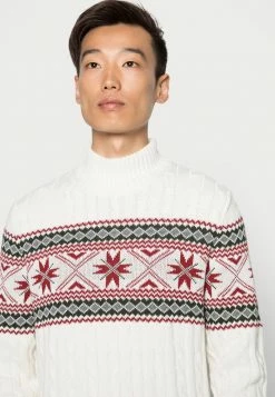 Budget 🔥 Selected Homme SLHFLAKE CABLE HIGH NECK - Pullover - Egret 🥰 -Selected Homme Soldes Boutique 26e7d25c0ff2427fa8ee78fe1de94bbb