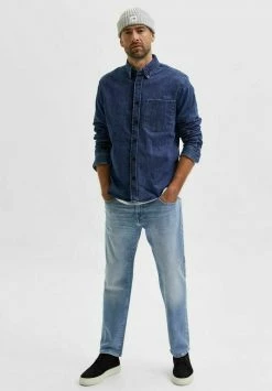 Meilleure vente 👏 Selected Homme Jean Droit - Light Blue Denim 🎁 -Selected Homme Soldes Boutique 326cf275d4ed4a08a2f20479976d7813