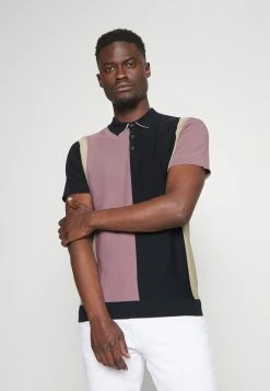 Sortie 😀 Selected Homme MASON BLOCK - Polo - Elderberry/oatmeal/sky Captain 😀