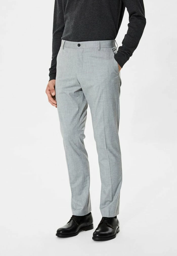 Offres 👍 Selected Homme Pantalon De Costume - Light Grey Melange 😀 1 Offres 👍 Selected Homme Pantalon De Costume - Light Grey Melange 😀