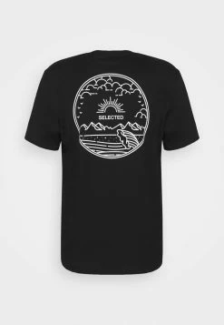 Tout neuf ✔️ Selected Homme SLHRELAXEDMILO ONECK TEE - T-shirt Imprimé - Black 👍 -Selected Homme Soldes Boutique 3bba07aebb934e7598d2649295df8e33