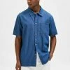 Vente flash 😍 Selected Homme LÄSSIGES - Chemise - Medium Blue Denim 👍