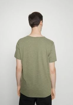 Vente flash 🛒 Selected Homme SLHMORGAN STRIPE O NECK TEE - T-shirt Basique - Deep Lichen Green/egret 🌟 -Selected Homme Soldes Boutique 3e600058260541e28375e22713981b6d