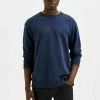 Coupon 💯 Selected Homme RUNDHALSAUSSCHNITT - Sweatshirt - Maritime Blue 🎉
