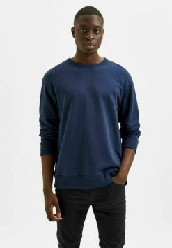 Coupon 💯 Selected Homme RUNDHALSAUSSCHNITT - Sweatshirt - Maritime Blue 🎉