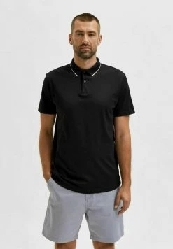 De gros ⌛ Selected Homme KURZÄRME - Polo - Black ✔️