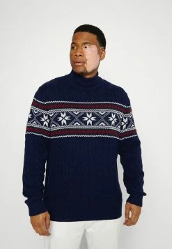 Offres 😀 Selected Homme SLHFLAKE CABLE HIGH NECK - Pullover - Sky Captain 🎉