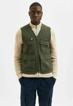 Meilleur prix 😍 Selected Homme WESTE UTILITY-STIL - Veste Sans Manches - Dark Green 🔥