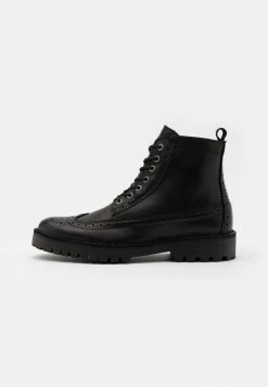 Meilleure affaire 🎁 Selected Homme SLHRICKY BROGUE BOOT - Bottines à Lacets - Black ⌛