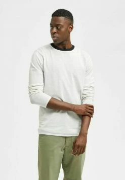 Sortie 🧨 Selected Homme SLHROME LS CREW NECK G NOOS - Pullover - Snow White 🎉