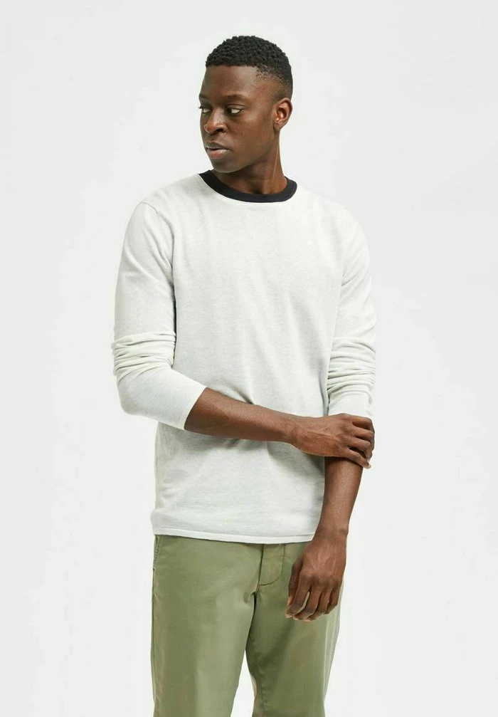 Sortie 🧨 Selected Homme SLHROME LS CREW NECK G NOOS - Pullover - Snow White 🎉 1 Sortie 🧨 Selected Homme SLHROME LS CREW NECK G NOOS - Pullover - Snow White 🎉