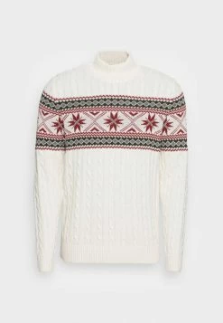 Budget 🔥 Selected Homme SLHFLAKE CABLE HIGH NECK - Pullover - Egret 🥰 -Selected Homme Soldes Boutique 70dda758d44040ecbaeebce59149f2b1