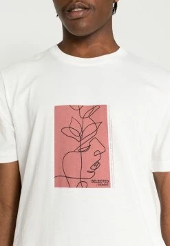 Budget 😉 Selected Homme RELAXROB O-NECK TEE CAMP - T-shirt Imprimé - White Alyssum Pink Print ✔️ -Selected Homme Soldes Boutique 72161a2834764971bf7670185cd03192