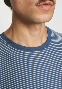 Meilleure affaire 👍 Selected Homme SLHRELAXTRISTAN STRIPE O NECK - T-shirt Imprimé - Federal Blue/egret 🎉 -Selected Homme Soldes Boutique 74133d5acbd0445fb0febf99758bd662