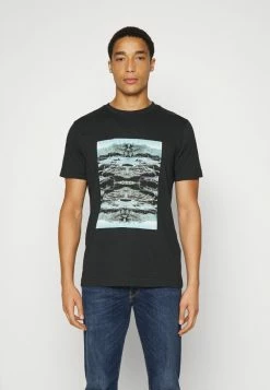 Le moins cher 💯 Selected Homme SLHMARIO O-NECK TEE - T-shirt Imprimé - Jet Black ❤️