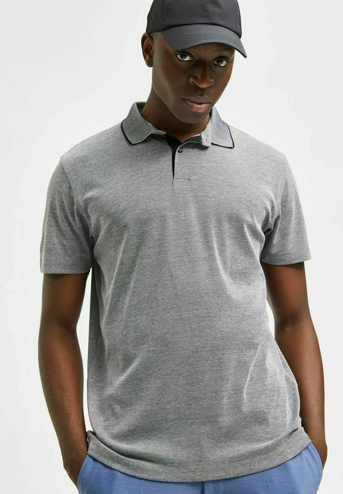 Promo 🔥 Selected Homme KURZÄRME - Polo - Medium Grey Melange ✨ 4 Promo 🔥 Selected Homme KURZÄRME - Polo - Medium Grey Melange ✨ – Image 4