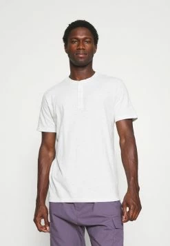 Meilleure affaire 👏 Selected Homme SLHDUKE SPLIT NECK TEE - T-shirt Basique - Egret ⌛
