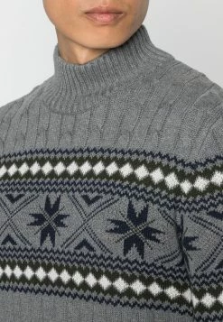 Promo ✔️ Selected Homme SLHFLAKE CABLE HIGH NECK - Pullover - Medium Grey Melange ❤️ -Selected Homme Soldes Boutique 97164ae800f64542abda07213a0604bd