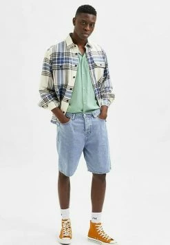 Vente flash ❤️ Selected Homme Short En Jean - Light Blue Denim ⌛