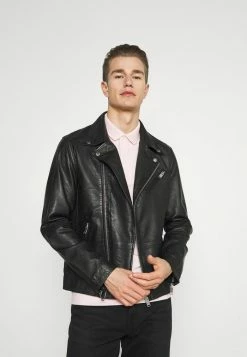 Le moins cher 💯 Selected Homme SLHICONIC BIKER - Veste En Cuir - Black 👏