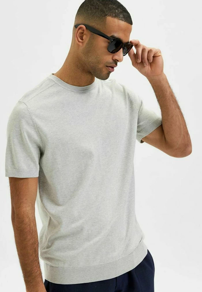 Sortie 🔥 Selected Homme T-shirt Basique - Grey 🤩 4 Sortie 🔥 Selected Homme T-shirt Basique - Grey 🤩 – Image 4