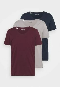 Meilleure affaire ✔️ Selected Homme SLHNEWMERCE O NECK TEE 3PACK - T-shirt Basique - Navy Blazer/frost Gray/winetastin ❤️ -Selected Homme Soldes Boutique c5538fbe27b14515b26e66c8cc290f72
