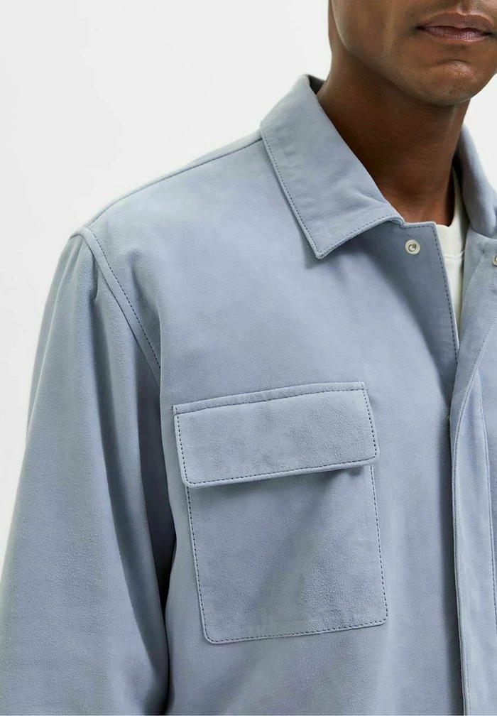 Budget 😀 Selected Homme SHACKET - Veste En Cuir - Blue Fog 👍 4 Budget 😀 Selected Homme SHACKET - Veste En Cuir - Blue Fog 👍 – Image 4