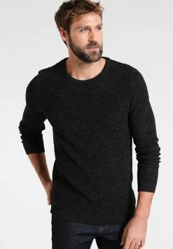 Remise 🎁 Selected Homme SHXNEWVINCEBUBBLE CREW NECK - Pullover - Anthracite/twisted Black 🛒