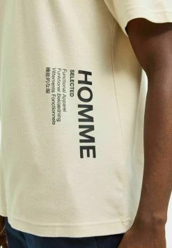Meilleure affaire ⭐ Selected Homme T-shirt Imprimé - Oatmeal 🎁 -Selected Homme Soldes Boutique e8dd9baf37414e5d918e8af0b3f553bb