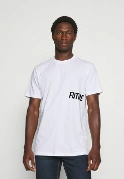 De gros 🎉 Selected Homme SLHDRILL ONECK TEE - T-shirt Imprimé - Bright White 😉