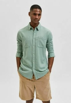 Grosses soldes ⌛ Selected Homme SLHSLIMNICO - Chemise - Granite Green 👏