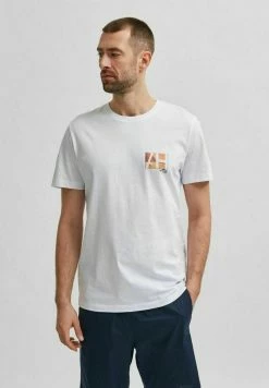 Meilleur prix 👏 Selected Homme T-shirt Imprimé - White 😀