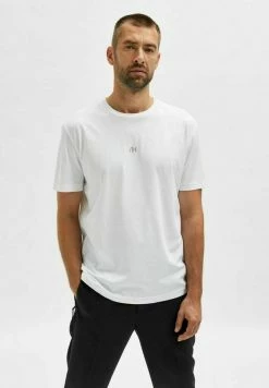 Meilleure vente 🌟 Selected Homme KURZE ÄRMEL - T-shirt Basique - White 🥰